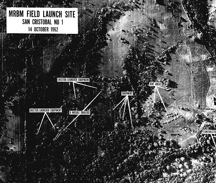 A U.S. reconnaissance photo of missile sites in Cuba, 1962